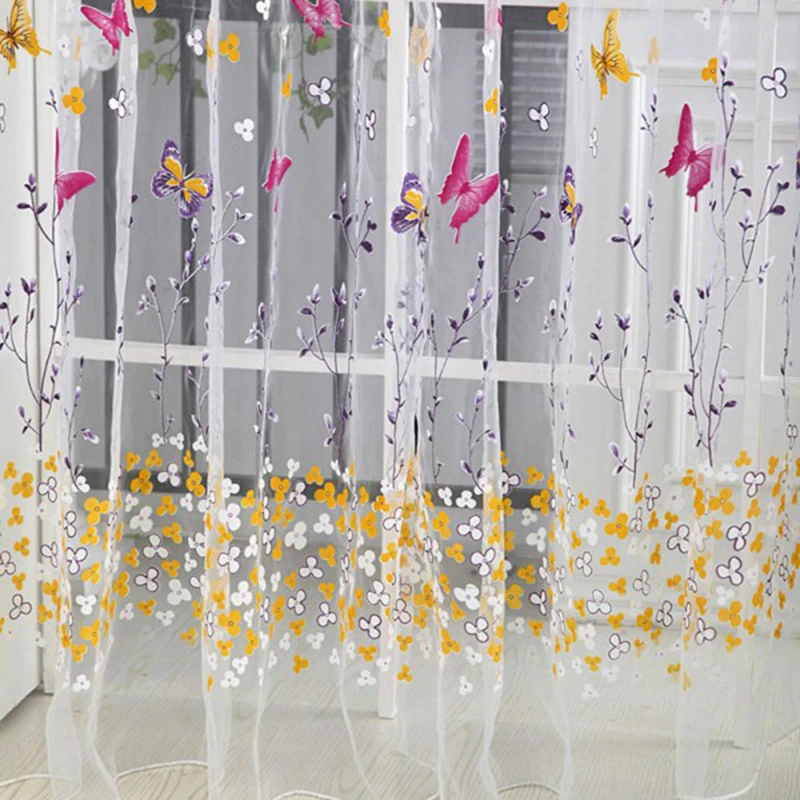 Милые цветочные бабочки легкие шторы для гостиной Cortinas Para sala de estar|curtains for|the
