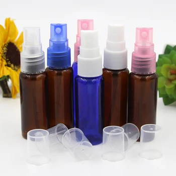 

50pcs Empty Mist Spray Bottle Atomizer Plastic Refillable Perfume Bottles Cosmetic Sample Containers with Pink Blue Nozzles 20ml