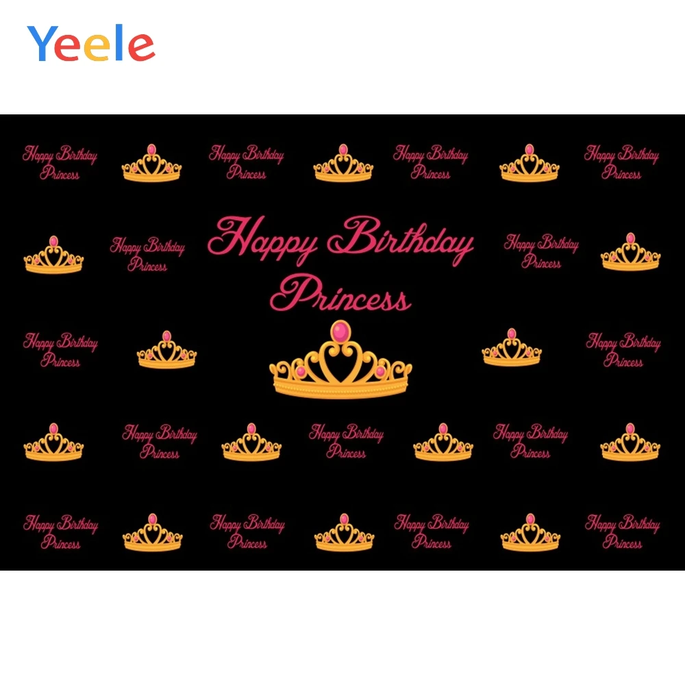

Yeele Birthday Party Golden Crown Girl Princess Photography Backdrop Woman Photographic Backgrounds For Photo Studio