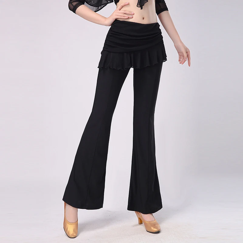 

Hot selling women's spring summer black ballroom dance practice pants fashion slender long latin dance trousers