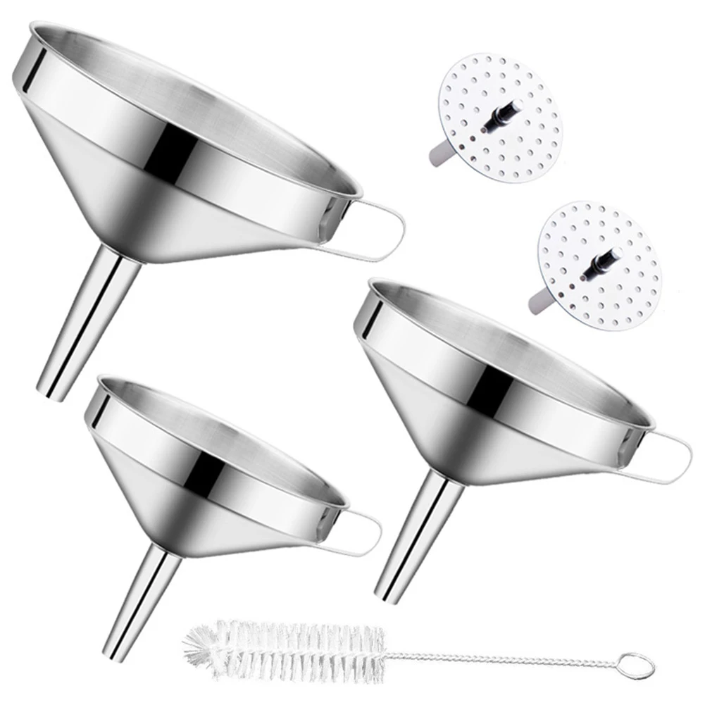 

3PCS/Set Kitchen Funnel Honey Functional Filter With Strainer Stainless Steel Portable Liquid Food Tools Oil