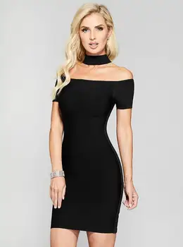 

2018 New Fashion Autumn Sexy Women Dress Slash Neck Bodycon Rayon Bandage Elegant Celebrity Party Mini Dress Top Quality