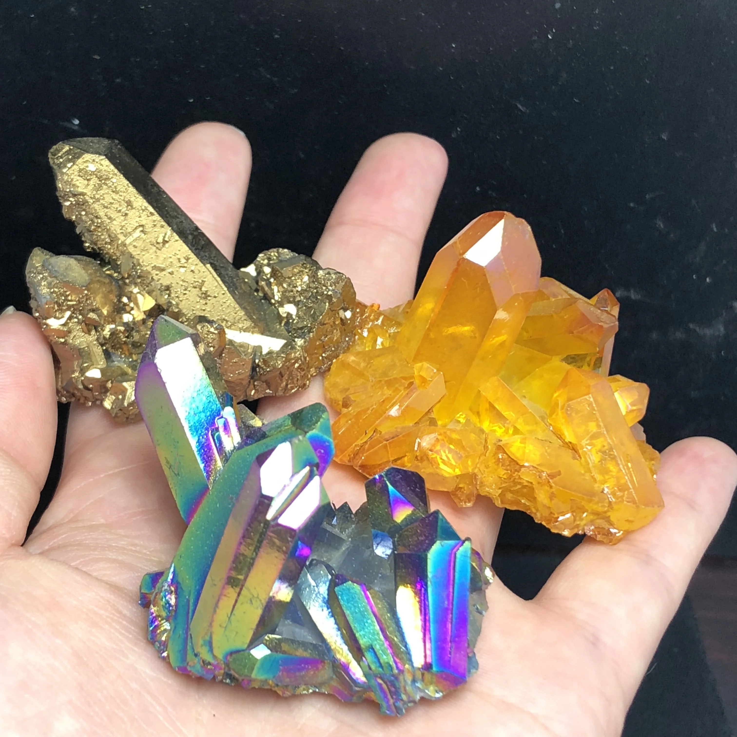 

3pcs Aura Quartz Crystal Cluster Angel Aura Natural Quartz Crystal Druzy Geode Specimen Minerals Reiki Healing Chakra