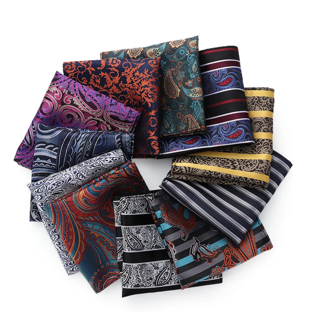

25*25cm Men's 100% Silk Handkerchief Paisley Floral Jacquard Women Pocket Square Towel For Business Wedding Party Accessories