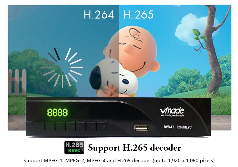 Vmade DVB-T2 ТВ-приставка+ wifi DVB T2 в наземном ТВ-приёмнике sup порт H.265 RJ45 порт Dolby wifi Youtube Megogo телеприставка