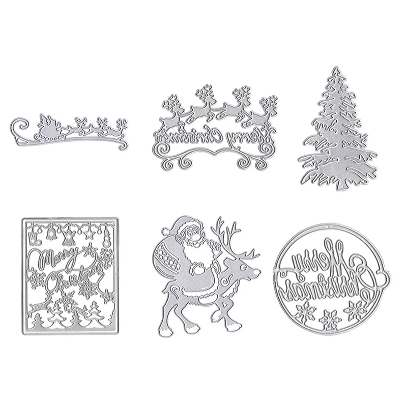 

Merry Christmas Dies Cut Card Album DIY Template Embossing Folder Circle Frame Metal Cutting Dies for Scrapbooking Deer Santa