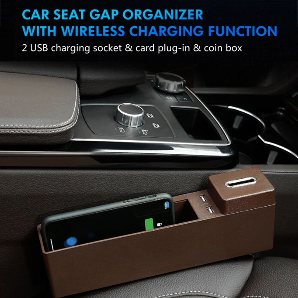 Автокресло Gap коробка для хранения 2 USB Беспроводной зарядки автомобиля многофункциональный хранения монет карта Box Car Организатор с зарядное устройство