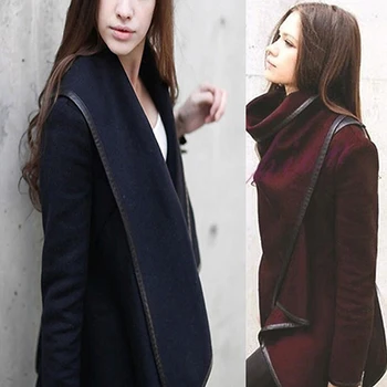 

Women Fashion Autumn Asymmetric Irregular Long Sleeve Trench Coat Windbreaker