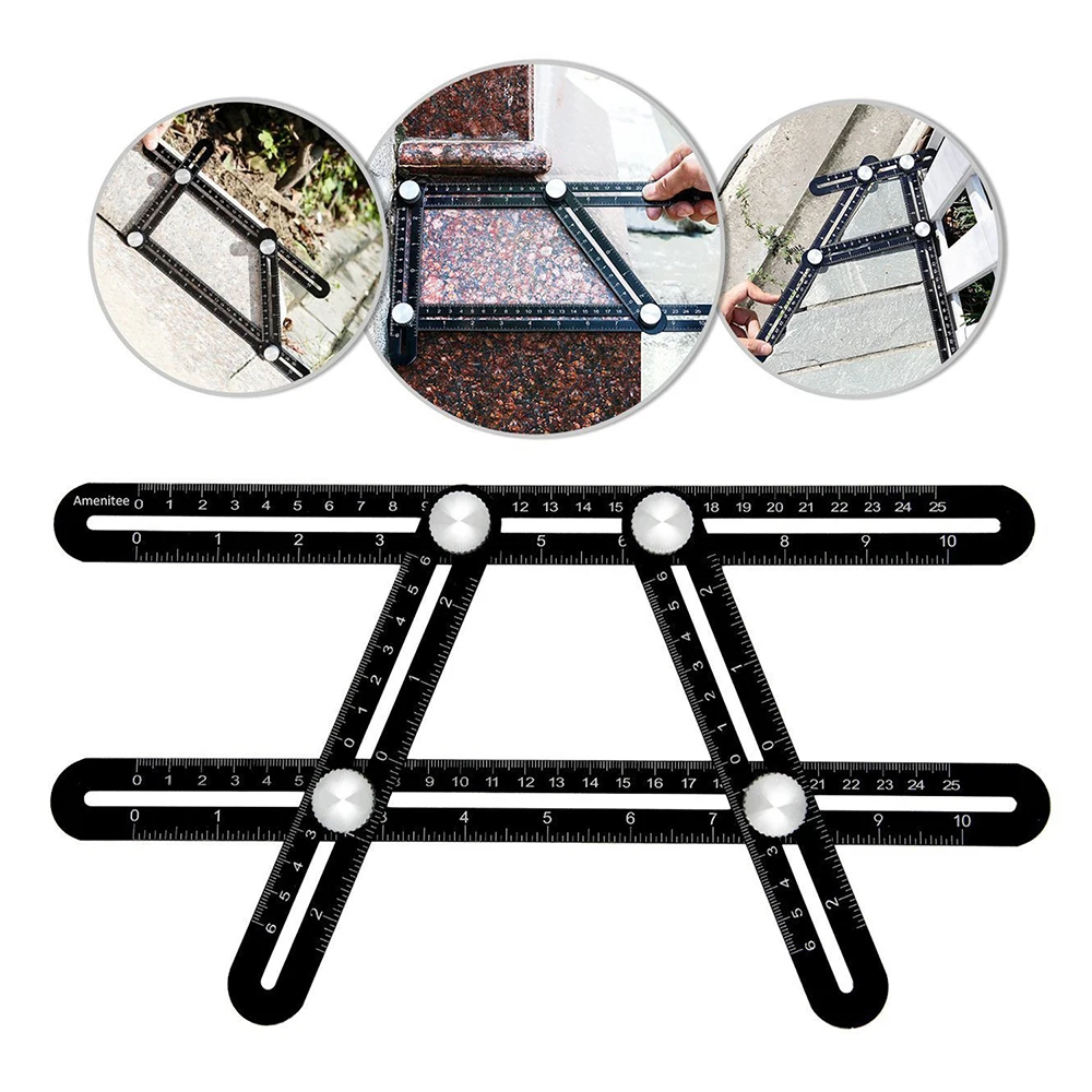 

Multi Angle Measuring Ruler Template Template Tool Ruler Upgraded Aluminum Alloy Multi Function Four-Sided Ruler FC0064