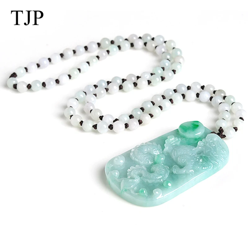 

Emerald Jade Dragon Jewelry Authentic pendant necklace WH2273 Free shipping
