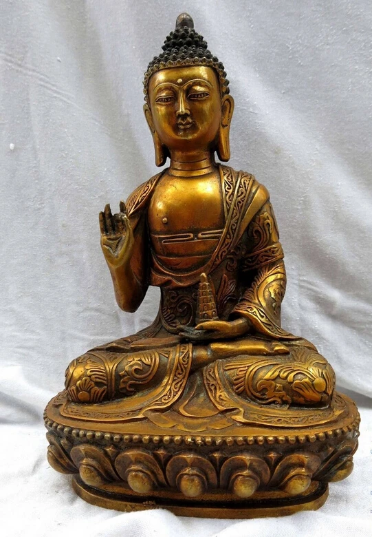 

bir 004703 12" China gilt bronze carved support from under pagoda buddha Sculpture Statue