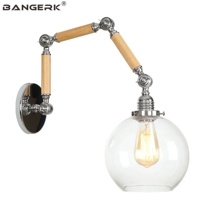 

Loft Industrial Vintage Wall Lamp Flexible Iron Glass LED Edison Wall Sconces Adjust Retro Light Home Decor Lighting Fixtures
