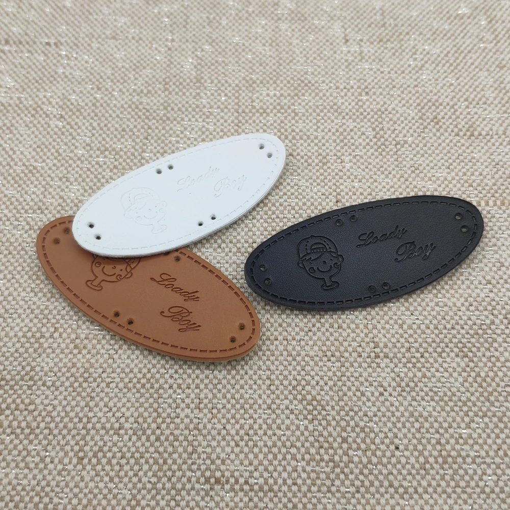 

Lovely Boy clothing handmade leather labels for jeans children's clothes cartoon DIY leather label for hand made leather tags