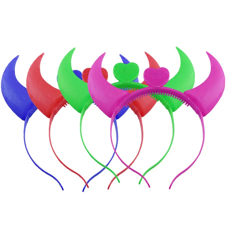 Glowing Horn Hair Hoop Party Headdress The Devil Horns Lights Opening Gifts Toys Wholesale Stalls