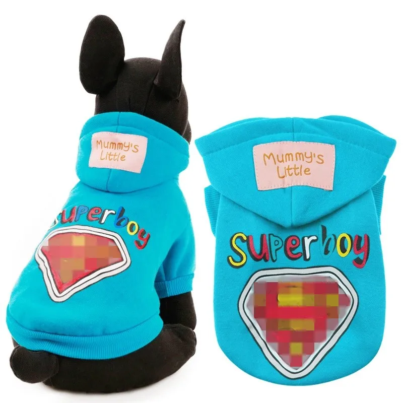 Осень Зима собака Толстовка Пальто Щенок рубашка собака кошка жилет одежда для маленьких домашнее животное Чихуахуа XXS XS s m l - Цвет: Superboy Blue