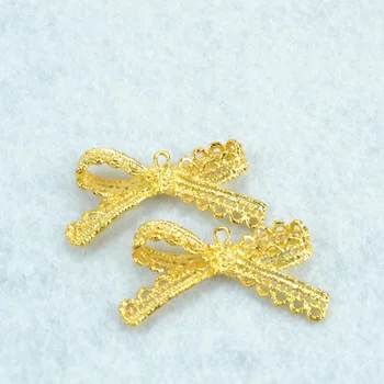 

6pcs Gold color bow-knot Charms Necklace Pendant Bracelet Jewelry Making Handmade Crafts diy Supplies 44*23mm 1552