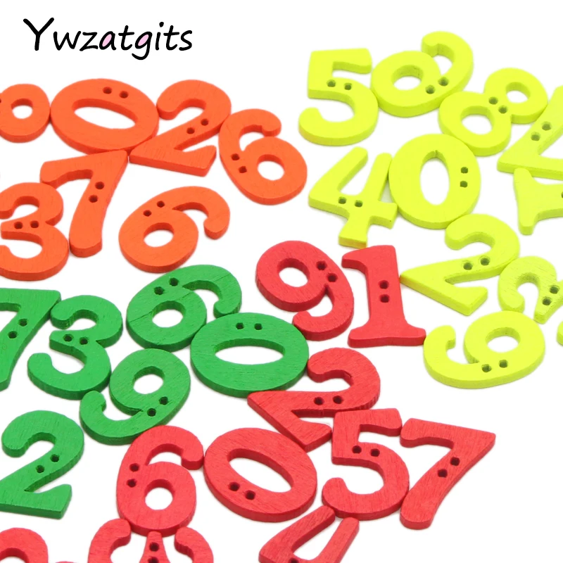 

ywzatgits 100pcs/lot 14-21mm 0-9 Number Digital Wooden 2-Holes Buttons DIY Sewing Garment Scrapbooking Accessories YE0213