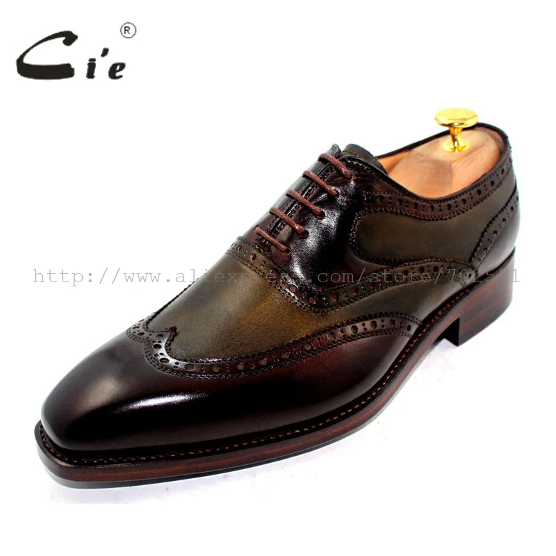 - cie free shipping Goodyear welted handmade genuine calf leather shoe mens oxford shoe brown two tone Wingtips dress NoOX189