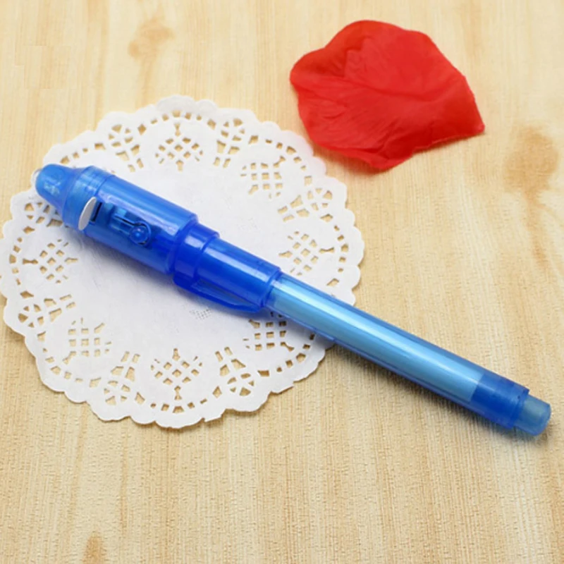 Креативный волшебный УФ-светильник, ручка с невидимыми чернилами, забавный маркер, ручка для детей, студентов, новинка, корейские канцелярские принадлежности, школьные принадлежности - Цвет: Round blue