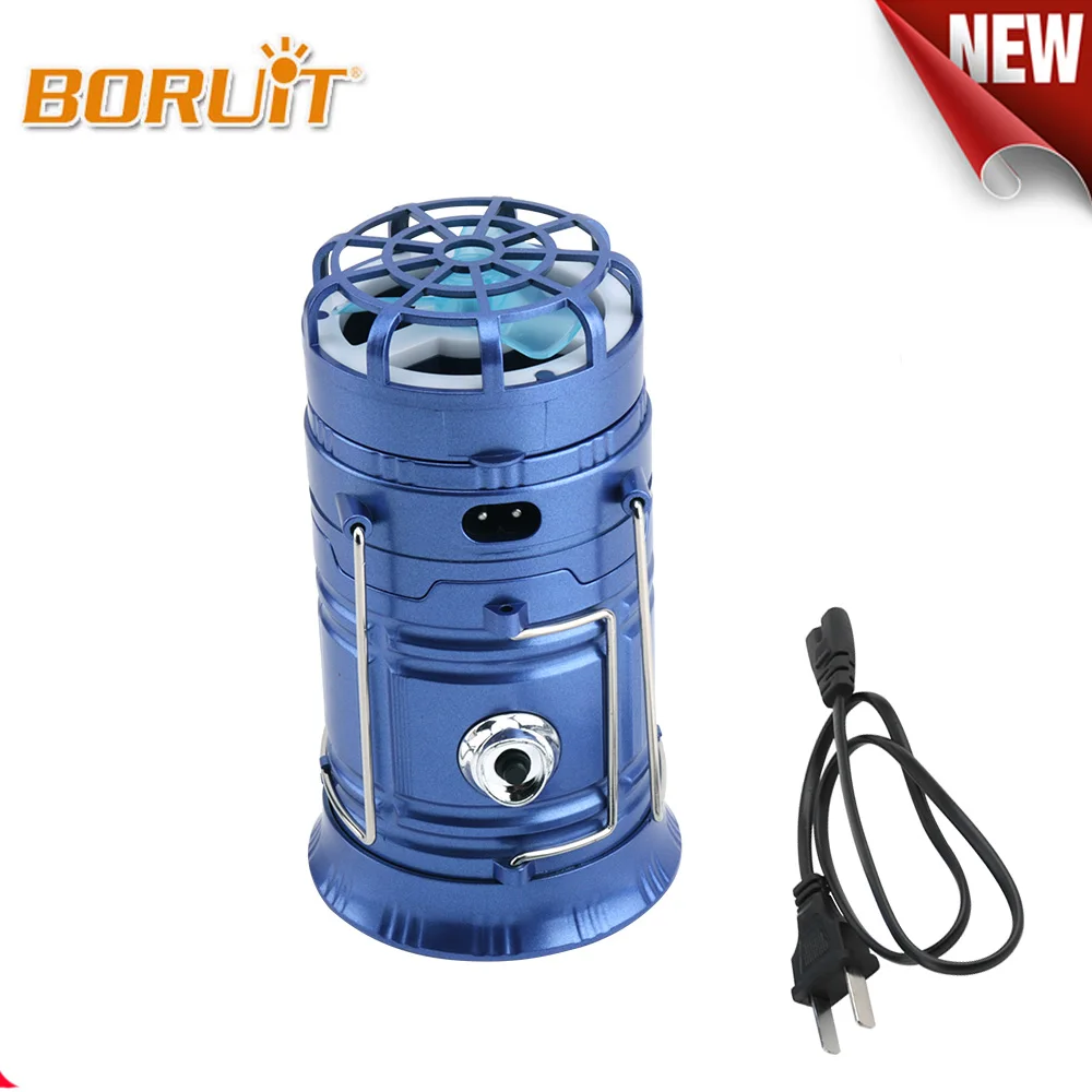 

BORUIT Portable Solar Powered Lantern Collapsible Camping Light EU/US Rechargeable Tent LED Lamp for Hiking Emergencies Lighting