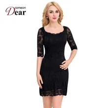 VJ1046 Comeondear Plus Size Women Clothing 3/4 Sleeve Sheath Bodycon Dress Womens Summer Dresses 2017 Summer Short Lace Dress
