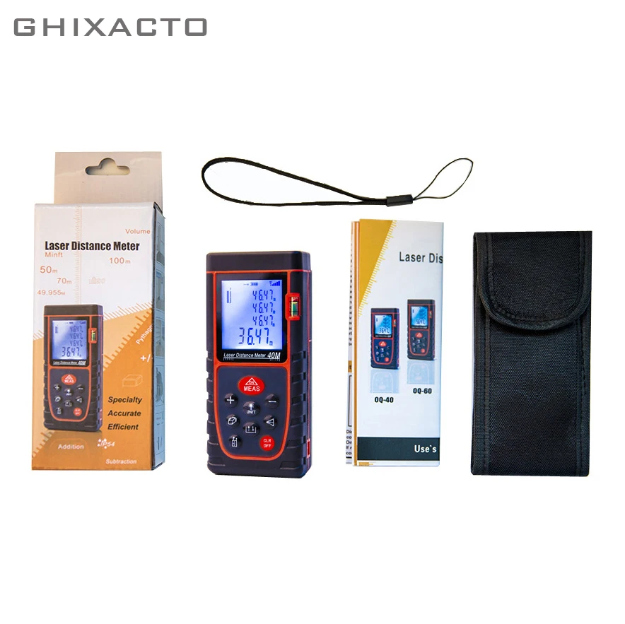 

New GHIXACTO 40M Trena Measure Tape Medidor Laser Ruler Rangefinders Digital Distance Meter Measurer Range Finder Lazer Metreler