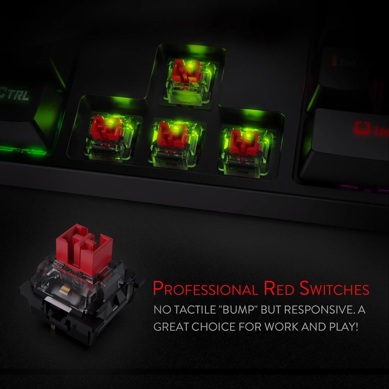  Redragon K582 SURARA RGB LED Backlit Mechanical Gaming Keyboard with104 Keys -Linear and Quiet- Red
