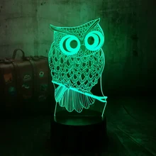 Cute 3D LED Lamp Owl Desk Night Light 7 Color Change USB Touch remote Controller Holiday Decor Christmas Gift boy Baby Toy Lava 3d holiday gift 7 color change mood led islam lamp god allah bless quran arabic modeling desk usb night light kid sleep lighting