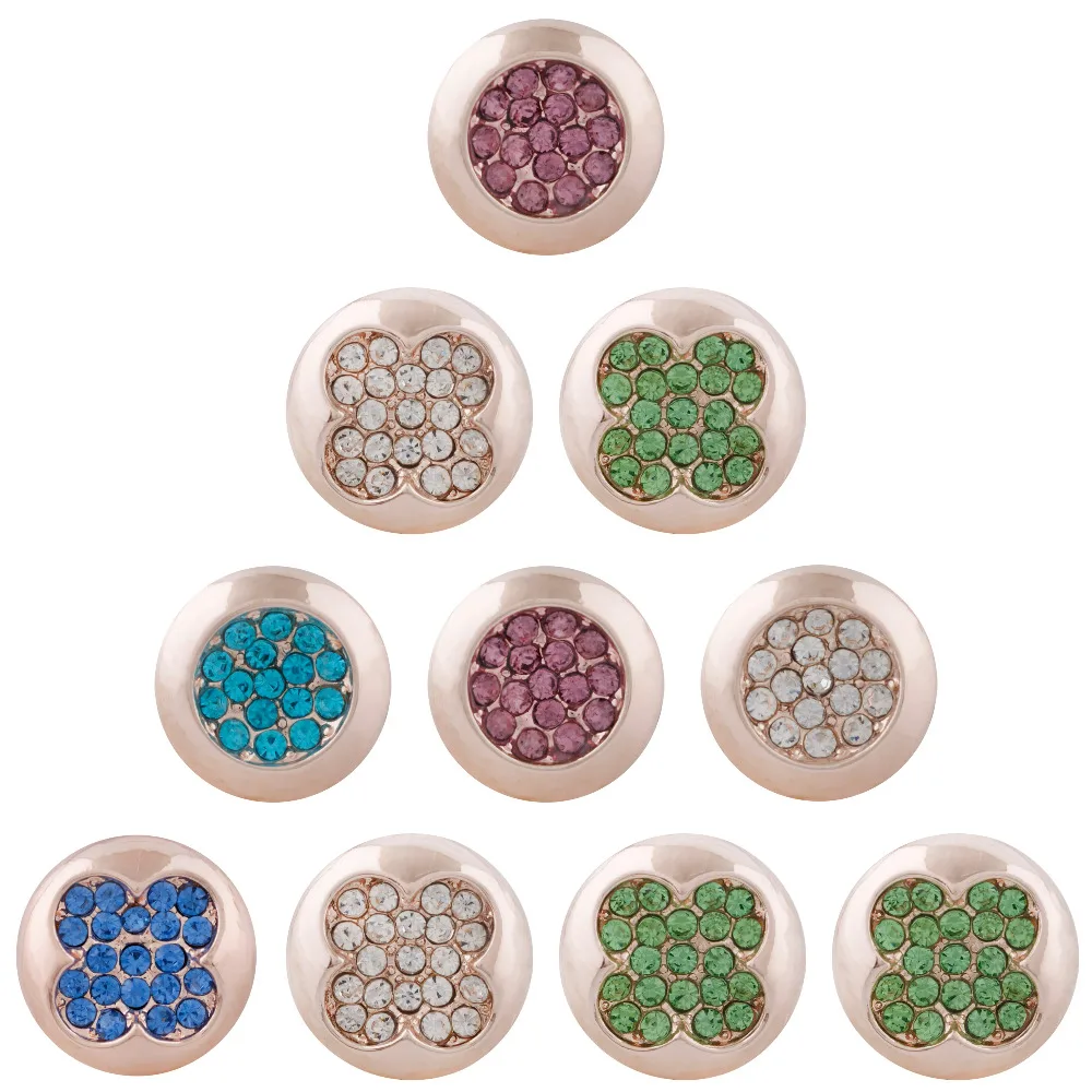 

10pcs/lot New Snap Jewelry 6 Designs Rose Gold Round Metal 18mm Snap Buttons fit 18mm 20mm Snap Bracelet Bangles wholesale