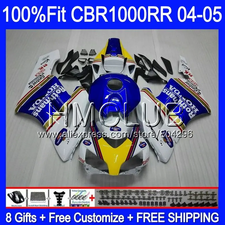 

Injection Body For HONDA Rothmans Blue CBR 1000RR CBR1000 RR 04 05 72HM.14 CBR1000RR 04 05 CBR 1000 RR 2004 2005 OEM Fairing kit