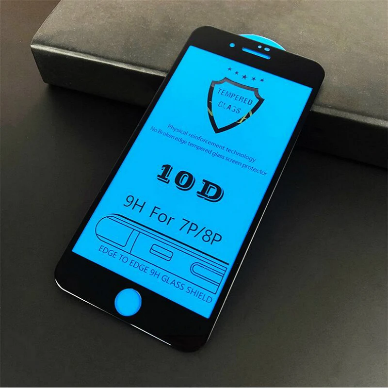 Закаленное стекло 10D для iPhone X XR XS Max 6 6s 7 8 Plus пленка защиты экрана 50 шт.|Защитные