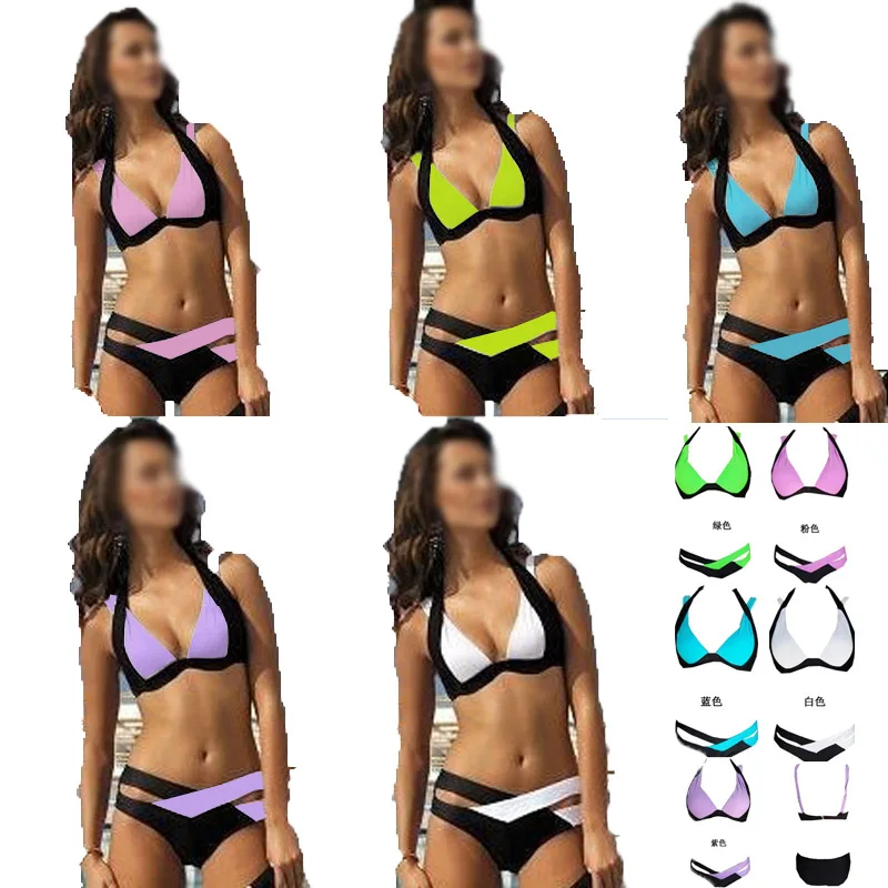 

New Sexy Halter Top Bikinis two-piece Women Swimwear Push Up Retro Female Swimsuit Bikini Set Beachwear Bathing Suits Biquini
