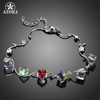 

AZORA 6pcs Gradual change Color Cube Stellux Austrian Crystal Charm Bracelet TS0044