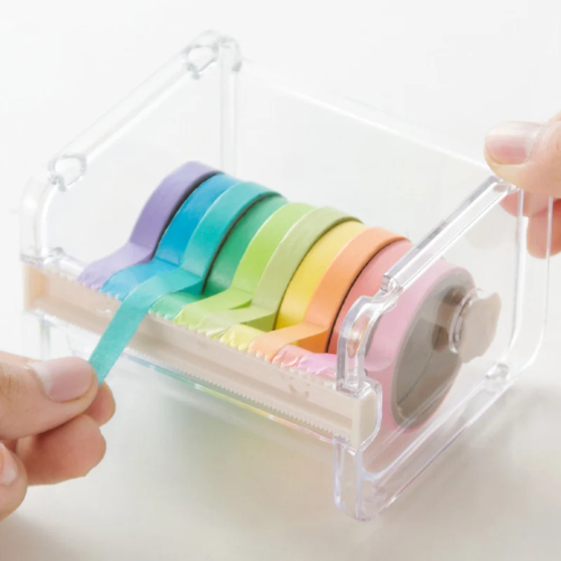 

Beige Color Japanese Stationery Masking Tape Cutter Washi Tape Storage Organizer Cutter Office Tape Dispenser Supplies