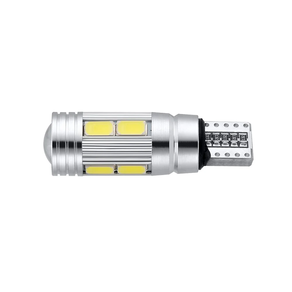 T10 10 SMD 5630 светодиодный проектор Объектив Автомобильные Габаритные фонари W5W 501 10SMD 5730 СВЕТОДИОДНЫЙ Автомобильный габаритный фонарь парковочная лампа Canbus без ошибок