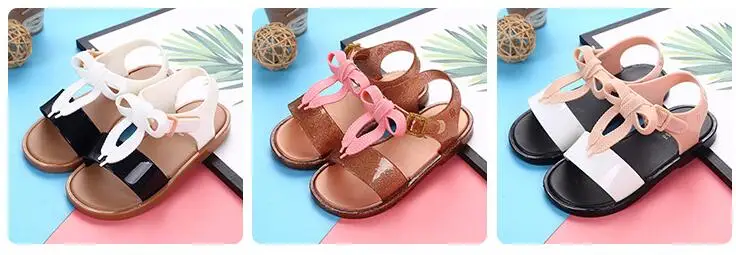 Melissa Mar/сандалии с бантиком для малышей, подходящие цвета, детские сандалии, новинка 2019 года, сандалии из ПВХ для девочек, сандалии для