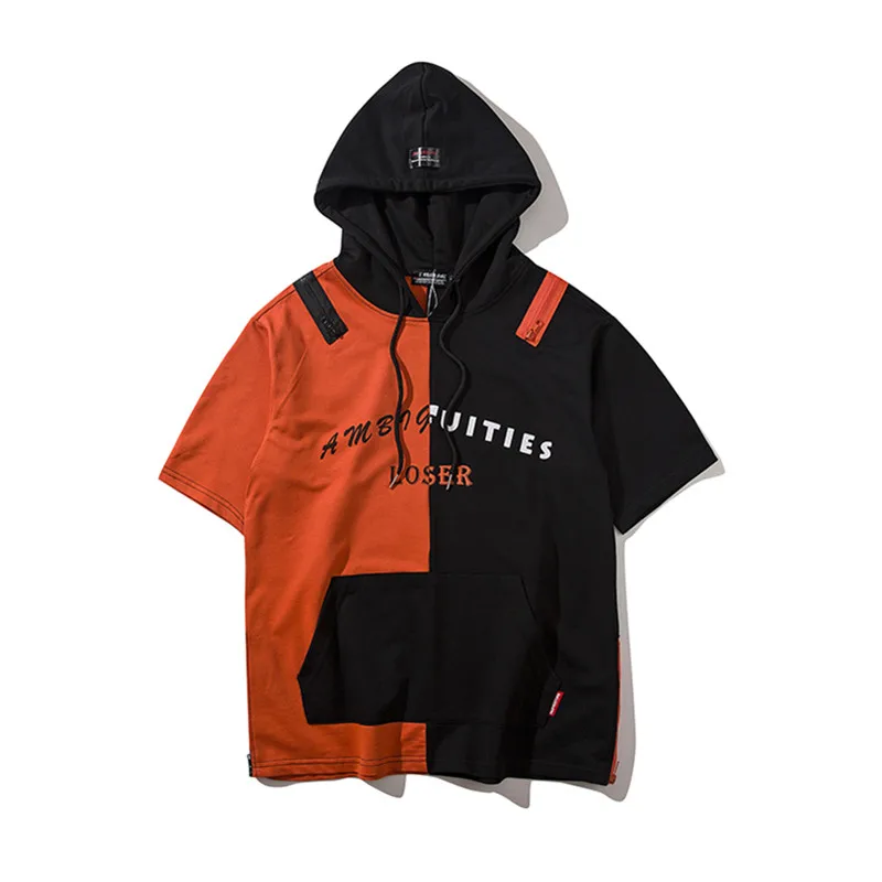 Fashion Streetwear Hoodies Men Brand Patchwork Design Hip hop Hooded