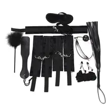 10pce Set sexy toys Adult Game sex Sm interest cBondage Restraint Handcuffs Nipple Clamp Whip Collar