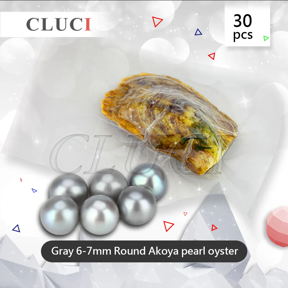CLUCI 6-7 мм круглые устрицы akoya с круглым жемчугом, серые цвета 30 шт./упак., натуральный морской жемчуг бусины для ожерелья женские
