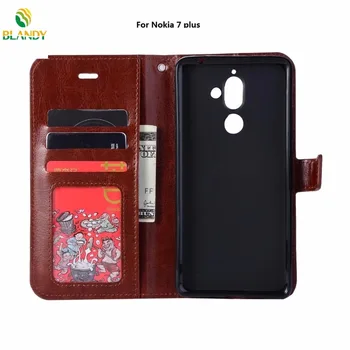 

10pcs/lot for Nokia 7 plus Soft TPU PU Leather Crazy Horse Wallet cover Case for Nokia 8 9 6 5 3