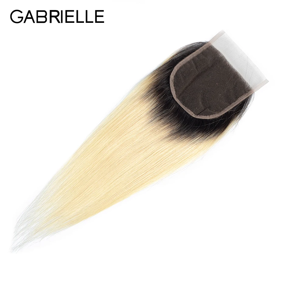 Gabrielle 4x4 кружева закрытие бразильские Прямые T1b/613 блондинка с эффектом деграде