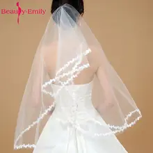 Beauty-Emily Свадебные аксессуары элегантные женские свадебные короткие вуали 100 см маленькие цвета слоновой кости красные вуали для выступлений невесты