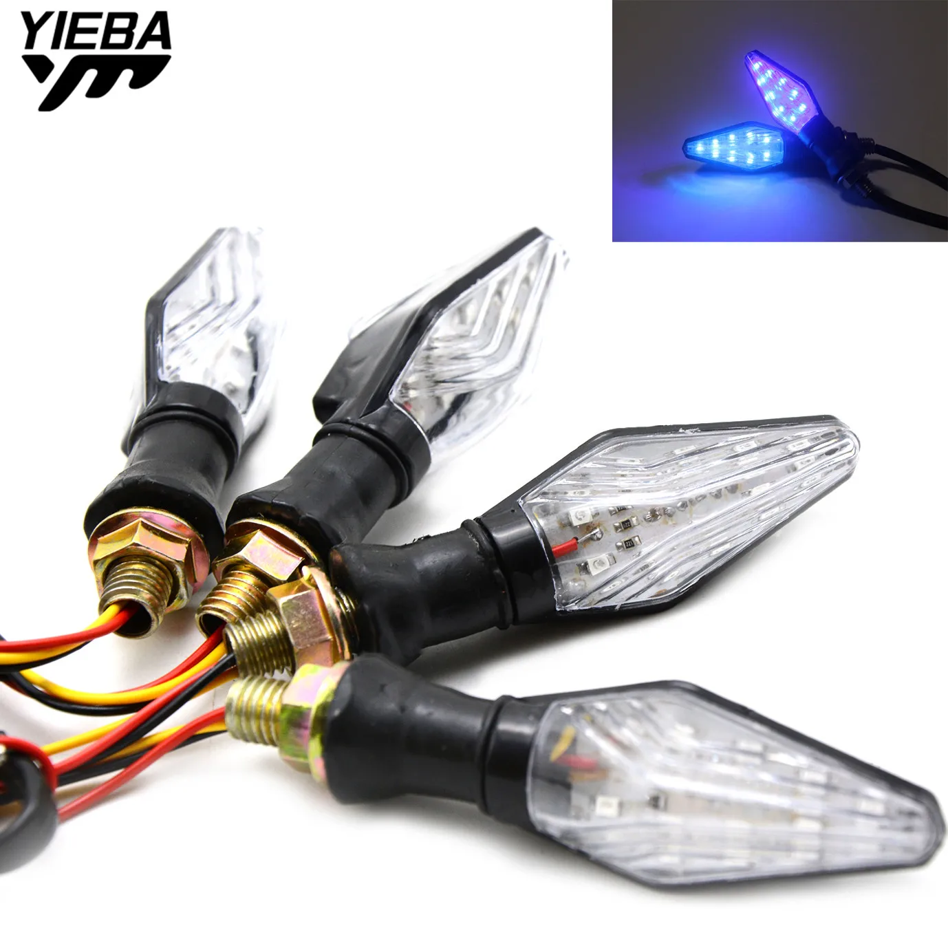 

for Kawasaki ZX6R ZX7R ZX10R 14R NINJA650R Z800 Z1000 yamaha mt-09 Universal Motorcycle LED Flexible Turn Signal Indicator Light