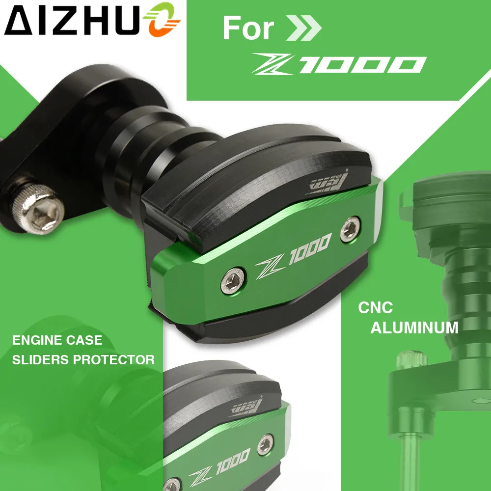 CNC Aluminum For Kawasaki Z1000 Motorcycle Frame Slider Crash Pads Falling Protection Engine Case Protector With Z1000 LOGO