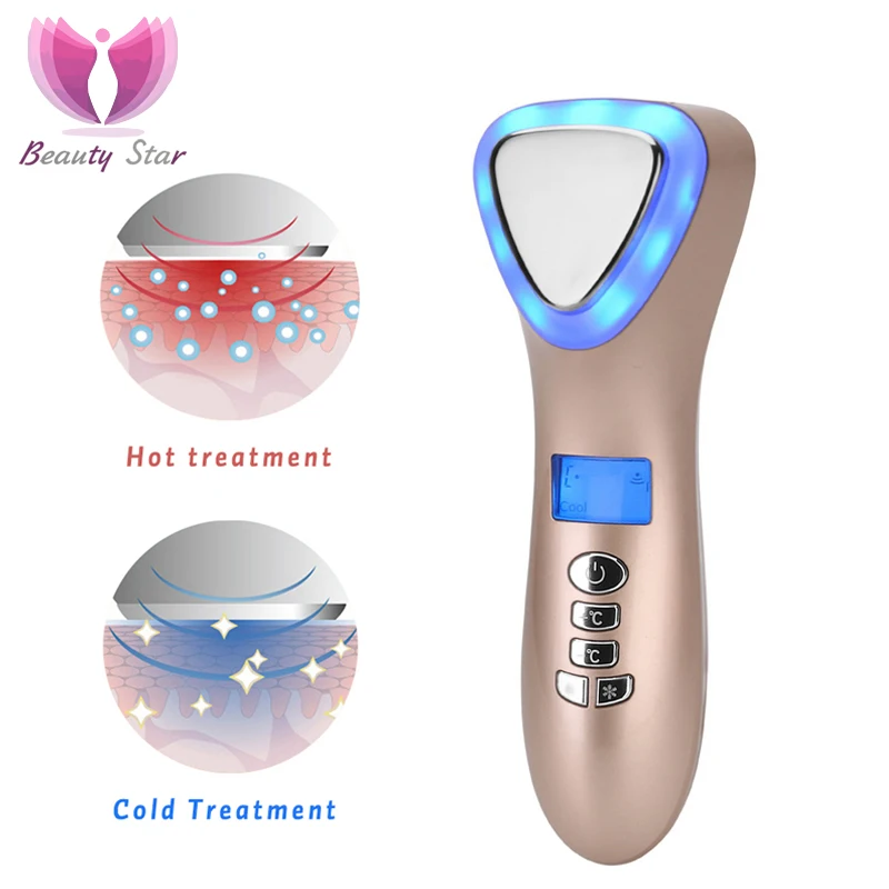 

Beauty Star Cryotherapy Ultrasonic Vibration Massager Hot Cold Hammer Lymphatic Drainage Face Firming Wrinkle Removal Machine