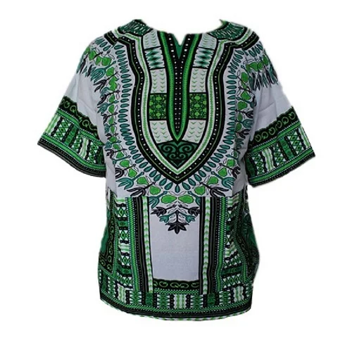 Mr Hunkle модный дизайн хлопок Африканский принт Дашики одежда свободная футболка в африканском стиле для женщин - Цвет: whitegreen