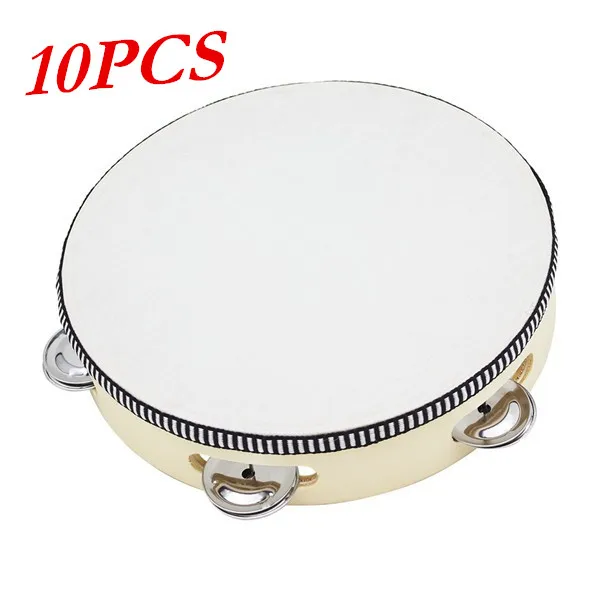 10PCS 8'' Hand Held Musical Tambourine Drum Bell Percussion Drum bell