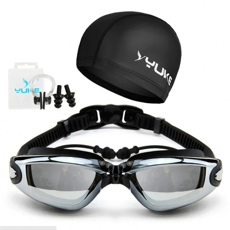 

Swim Goggles Anti Fog with Hat Ear Plug Nose Clip Hd Waterproof Swim Glasses Professional Sport Swim Eyewear Suit Men and Women