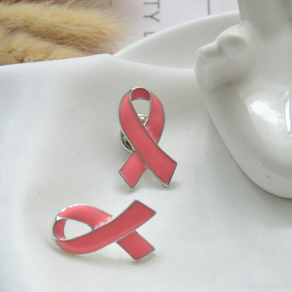 Zinc Alloy Brooche Breast Cancer Awareness Ribbon Clothing Accessory Brooch Pins Women Fashion Jewelry 