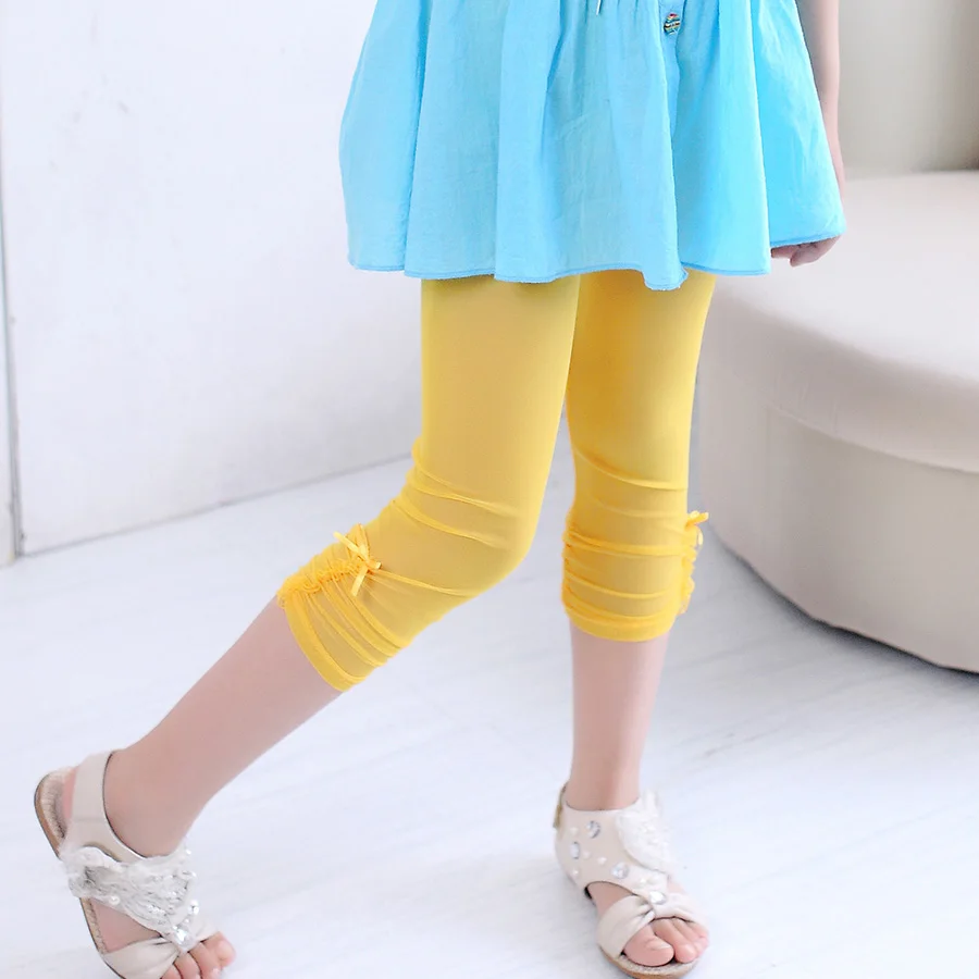 New Arrival hot summer Girls leggings Kids lace Candy colors leggings chindrens knee length